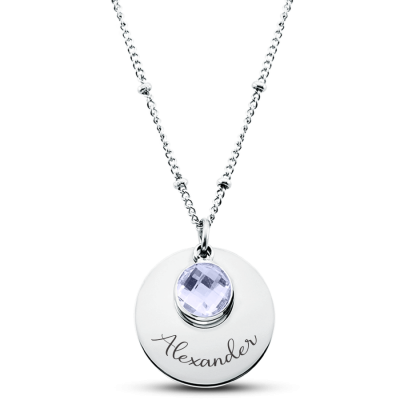 Personalised Circle & Birthstone Necklace