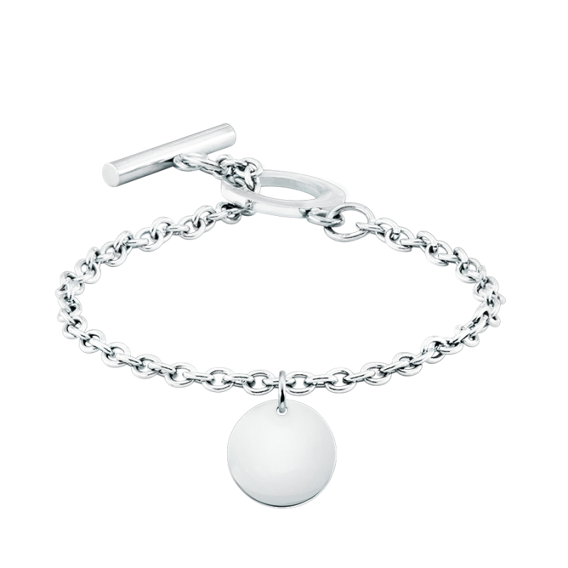 Personligt luksus cirkel armbånd - Silver - 60