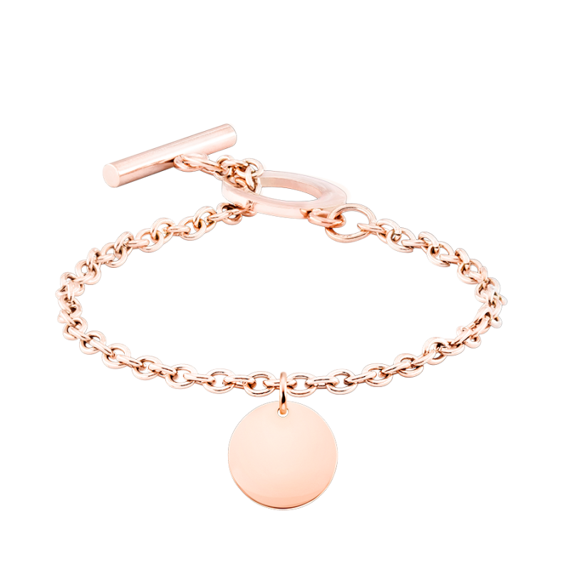 Personligt luksus cirkel armbånd - Rosegold - 61