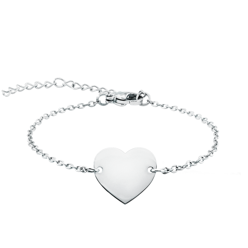 Personligt hjerte armbånd - Silver - 60