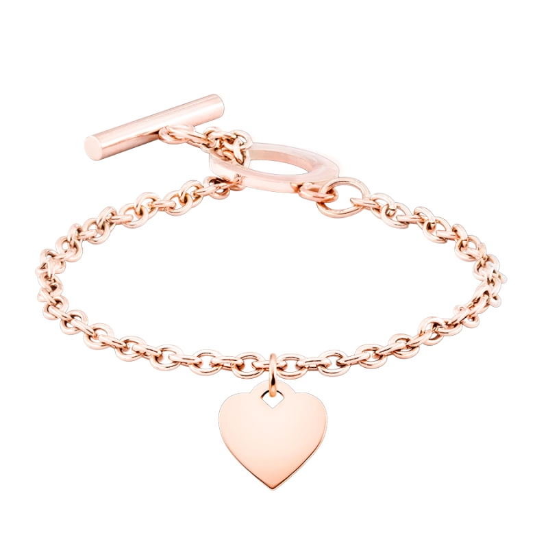 Personligt luksus hjerte armbånd - Rosegold - 61