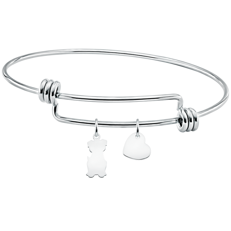 Personligt hundekærlighed armbånd med armringe - Silver - 60