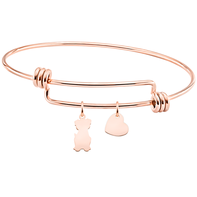 Personligt hundekærlighed armbånd med armringe - Rosegold - 61