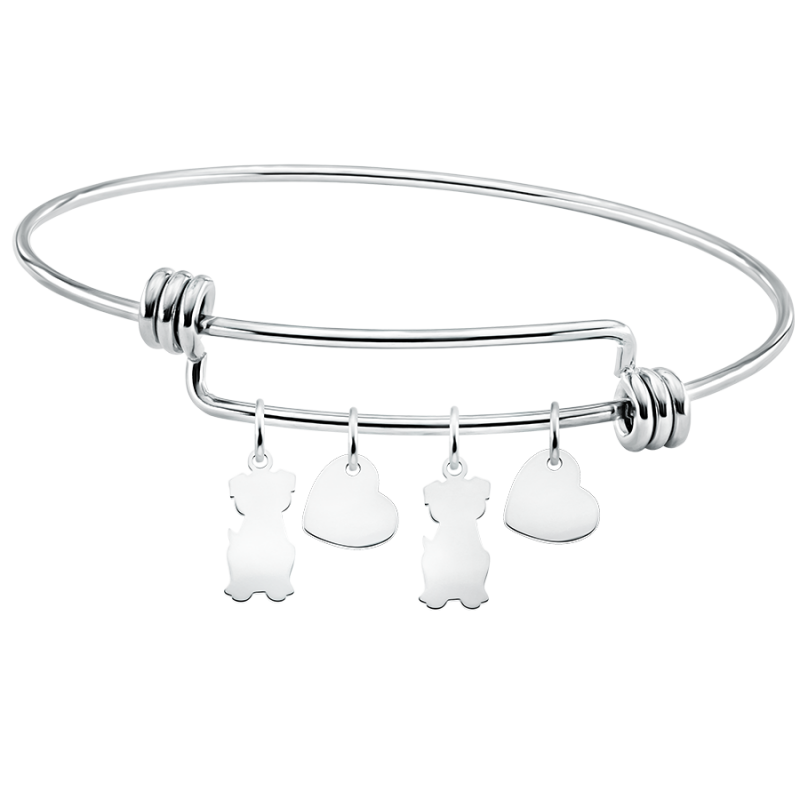 Personligt hundekærlighed armbånd med armringe - Silver - 60