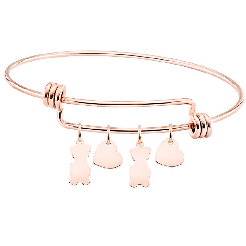 Personligt hundekærlighed armbånd med armringe - Rosegold - 61