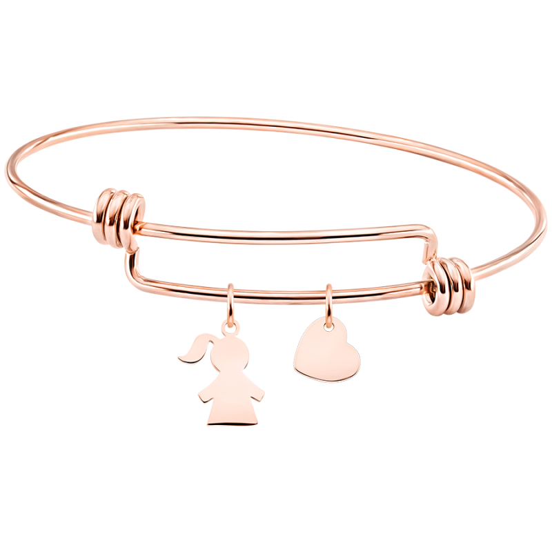 Personligt datter armbånd med armringe - Rosegold - 61