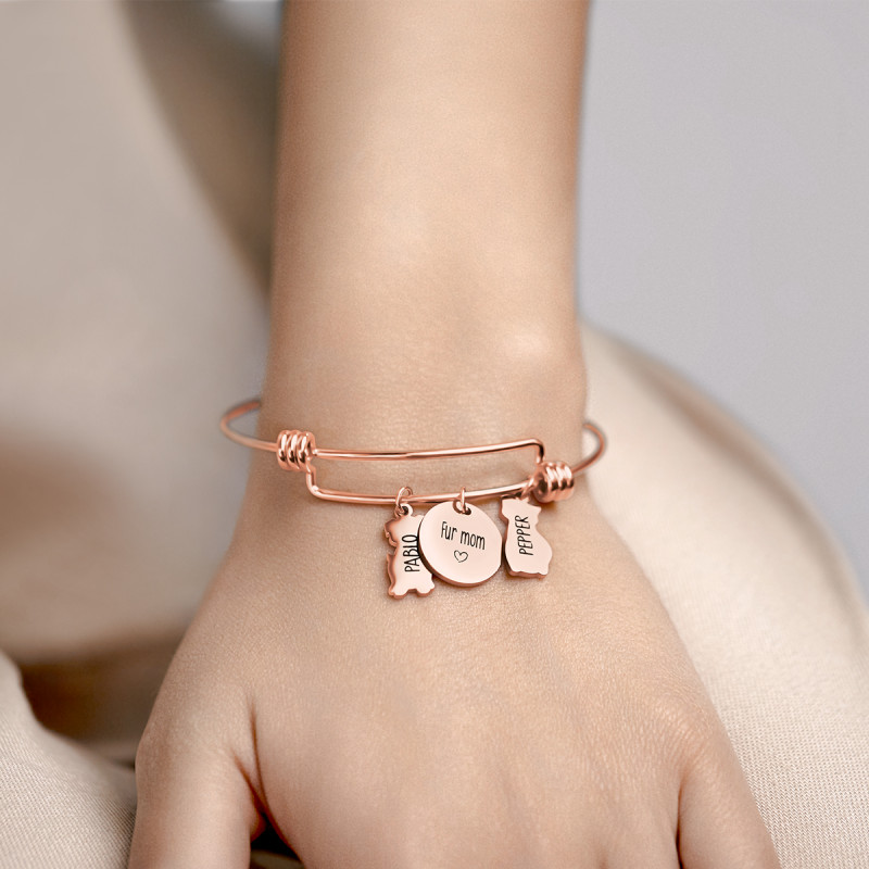 Personligt hund og kat armbånd - Rosegold - 61