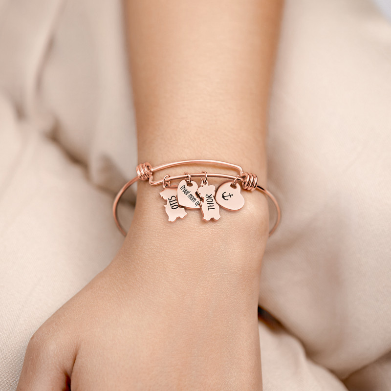 Personligt hundekærlighed armbånd med armringe - Rosegold - 61